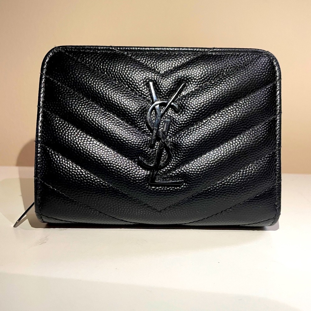 YSL CASSANDRE MATELASSÉ COMPACT ZIP AROUND WALLET